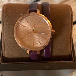Michael Kors Jaryn Rose Gold & Plum Leather Watch